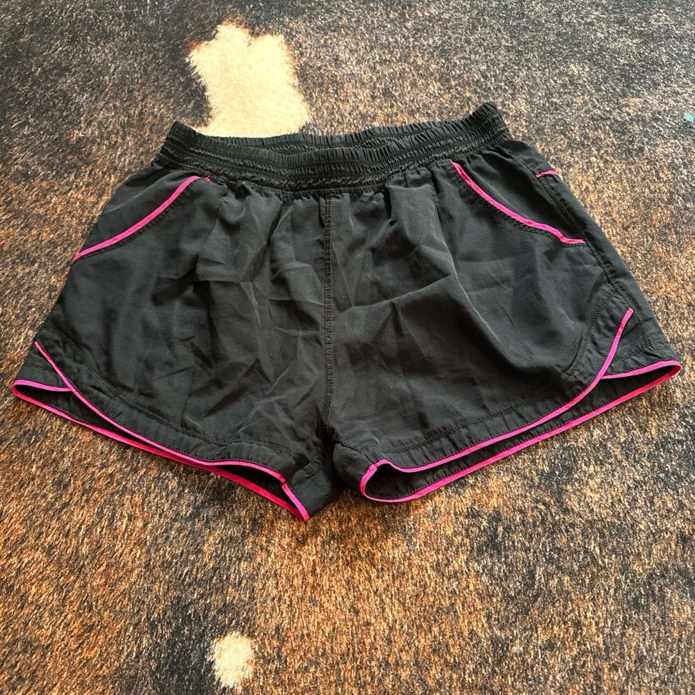 Athletic Women's Black and Pink Trim Shorts